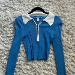 Urban Outfitters Blue Long Sleeve Crop Top